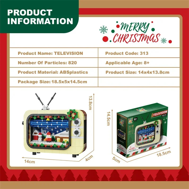 Mini építőkockákból összeállítható retro TV modell, kreatív és oktató játék gyerekeknek. Tökéletes karácsonyi ajándék, fejleszti a kézügyességet és a kreativitást. Műanyagból készült, könnyen összerakható
