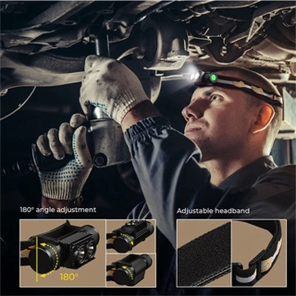 H25LR LED Fejlámpa – Nagy Fényerő, Újratölthető, Fehér és Mélyvörös Fény